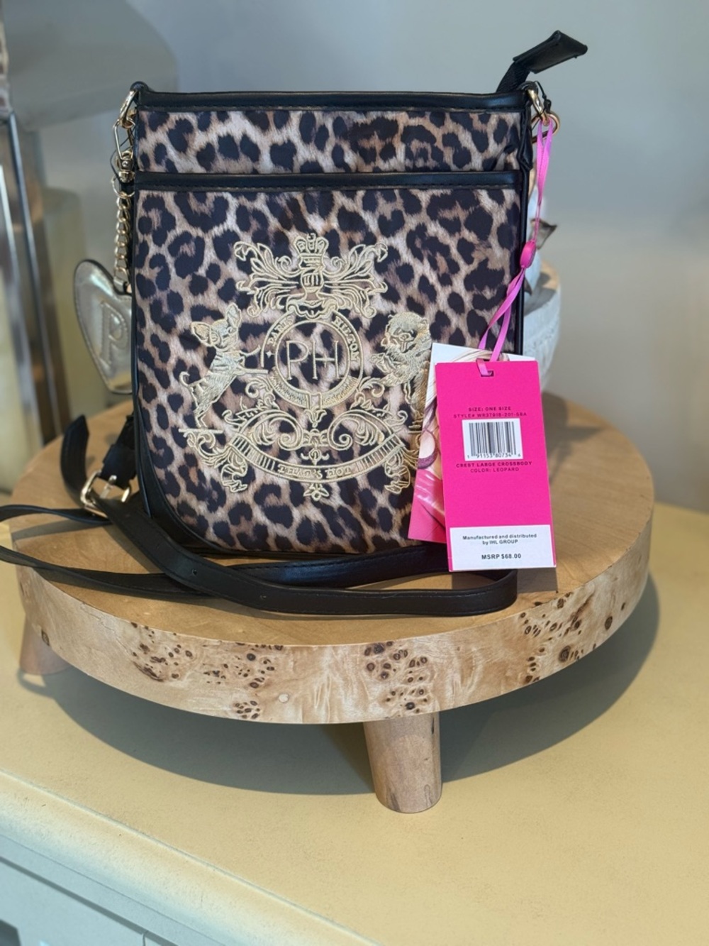 PARIS HILTON BNWT Leopard Embroidered Crossbody Bag - (Brown Leopard) - Picture 2 of 6
